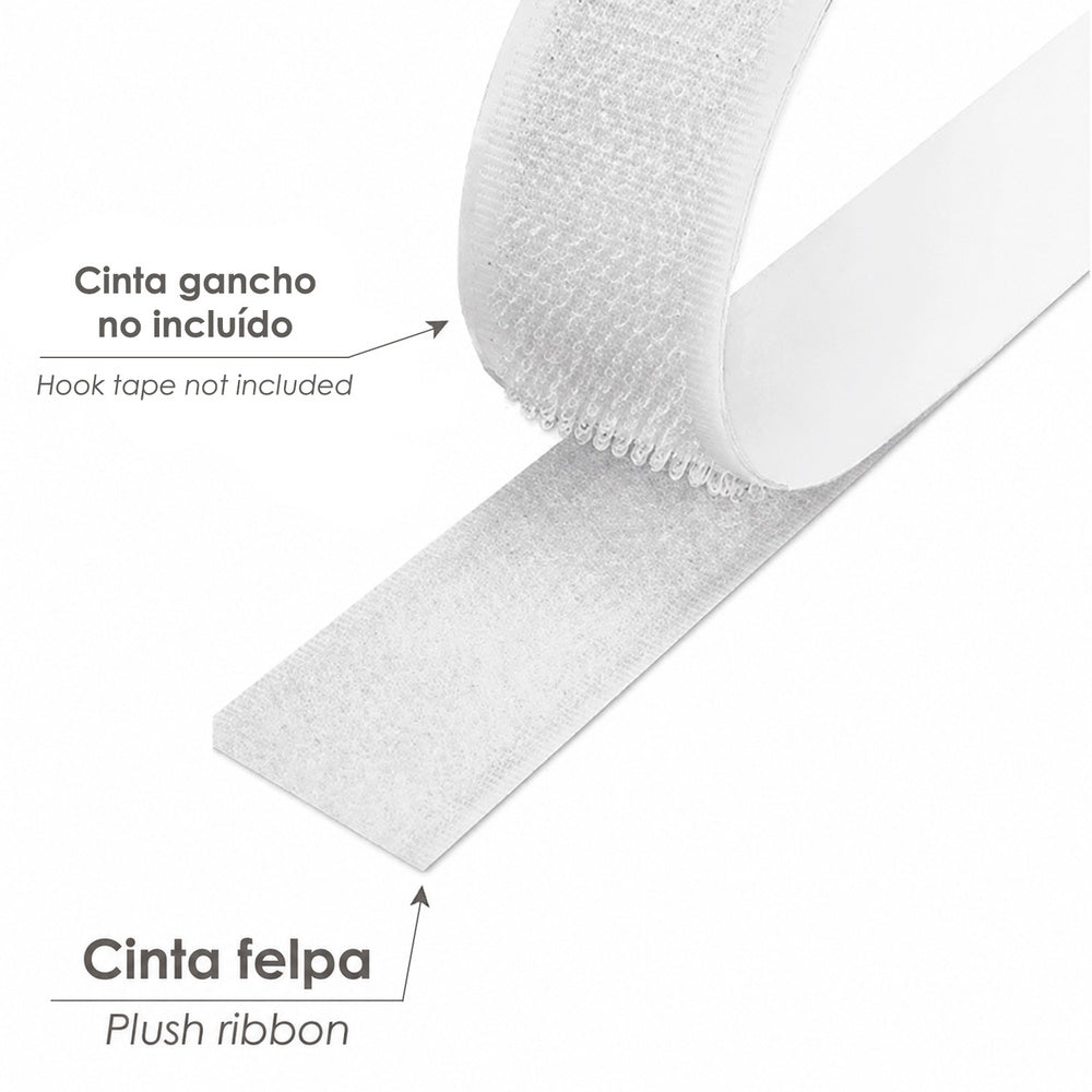 Cinta velcro felpa con adhesivo blanco rollo 25 metros