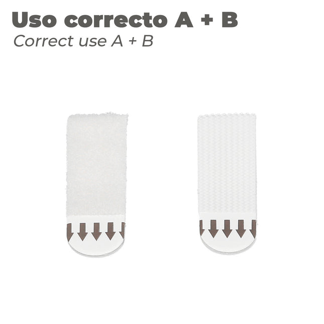 Tiras colgadoras adhesicas con velcro 16 x 55 mm. blister 4 unidades