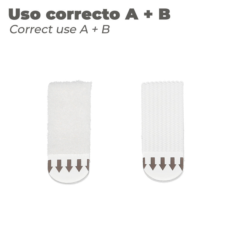 Tiras colgadoras adhesicas con velcro 16 x 55 mm. blister 4 unidades