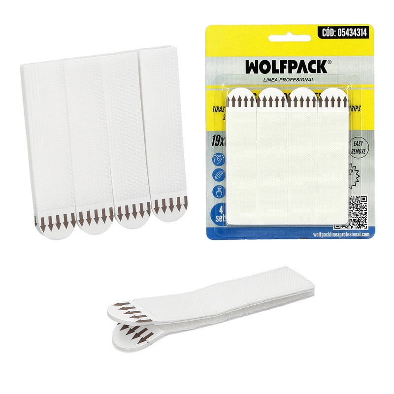 Tiras colgadoras adhesicas con velcro 19 x 85 mm. blister 4 unidades