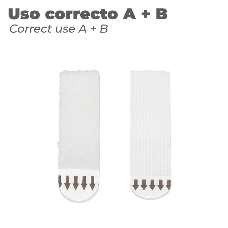 Tiras colgadoras adhesicas con velcro 19 x 85 mm. blister 4 unidades