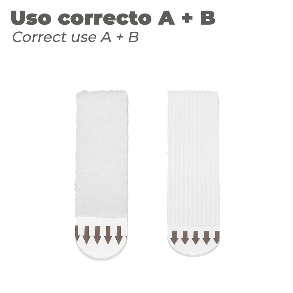 Tiras colgadoras adhesivas con velcro 19 x 85 mm blíster 4 unidades