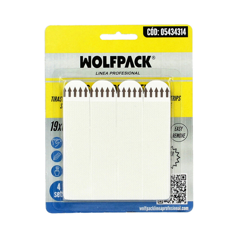 Tiras colgadoras adhesicas con velcro 19 x 85 mm. blister 4 unidades