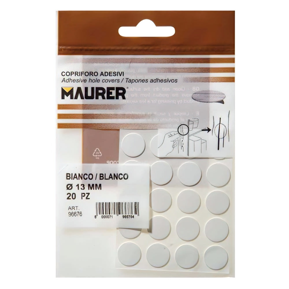 Self-adhesive screw covers white (blister 20 units)