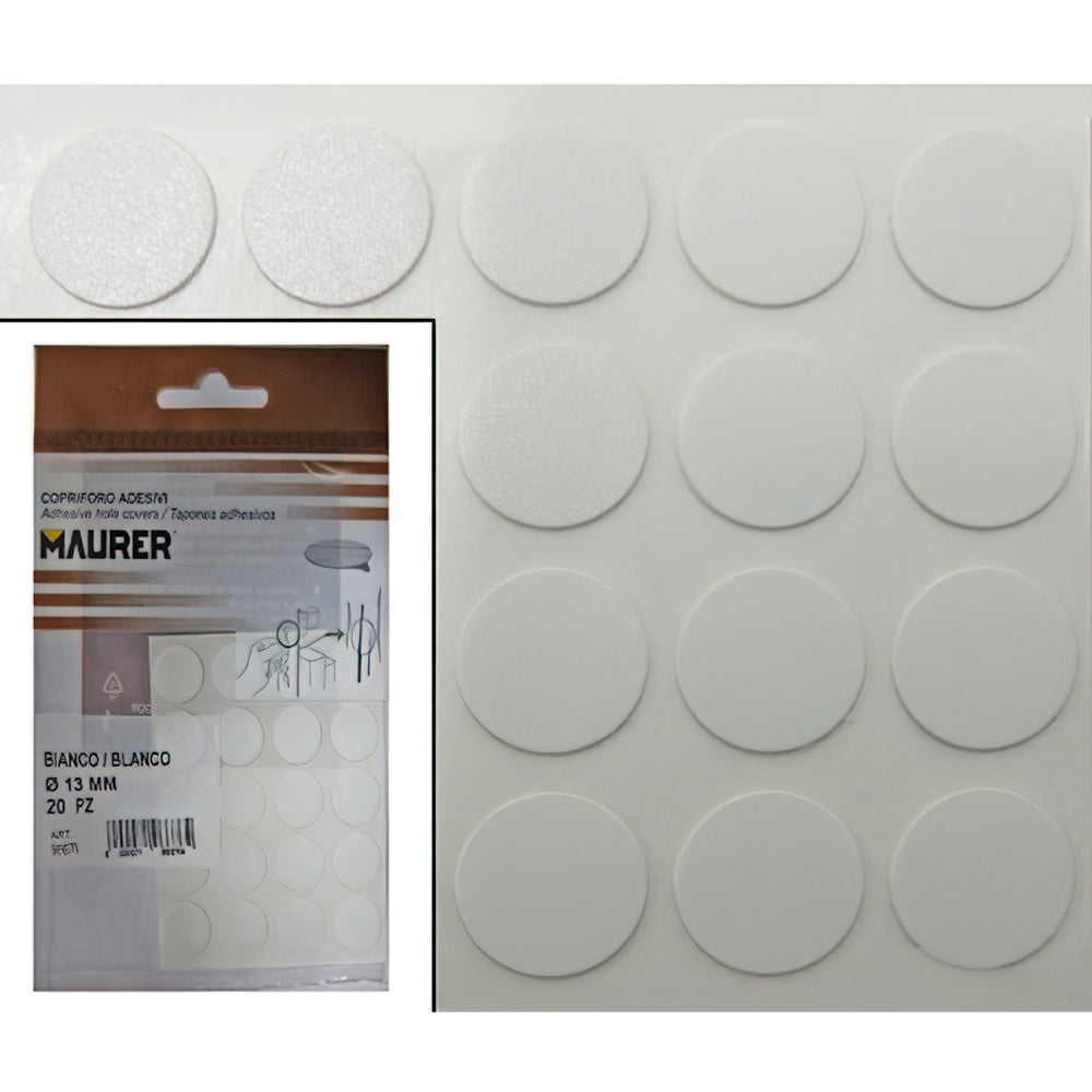 Self-adhesive screw covers white (blister 20 units)