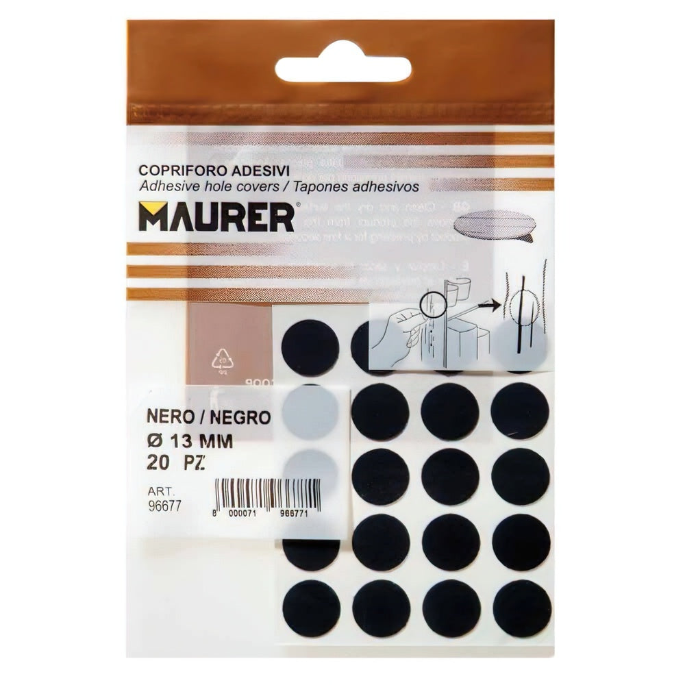 Self-adhesive black screw covers (blister pack of 20)