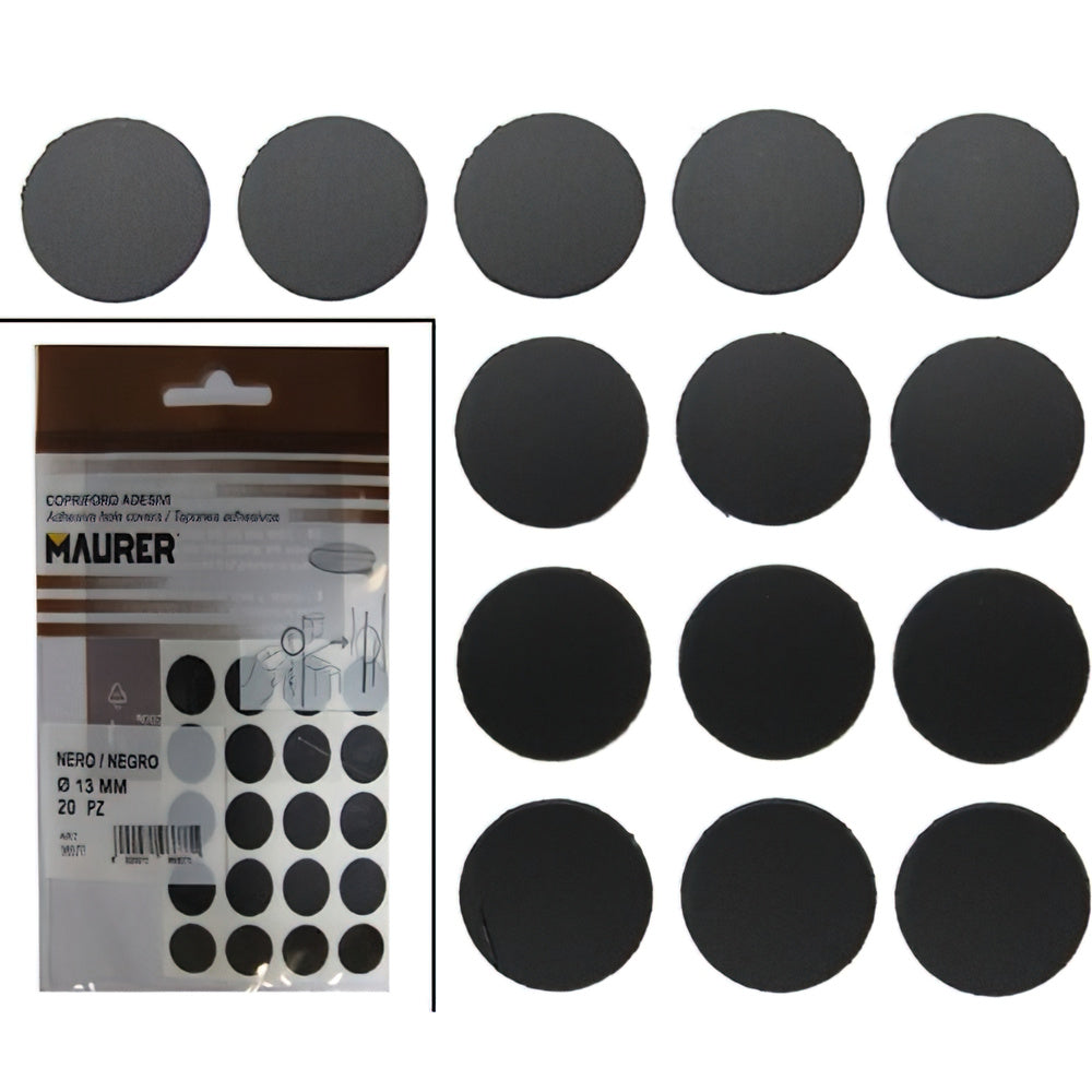Self-adhesive black screw covers (blister pack of 20)
