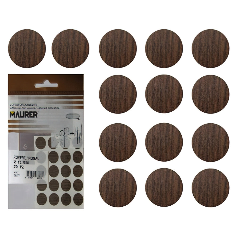 Walnut adhesive screw covers (blister 20 units)