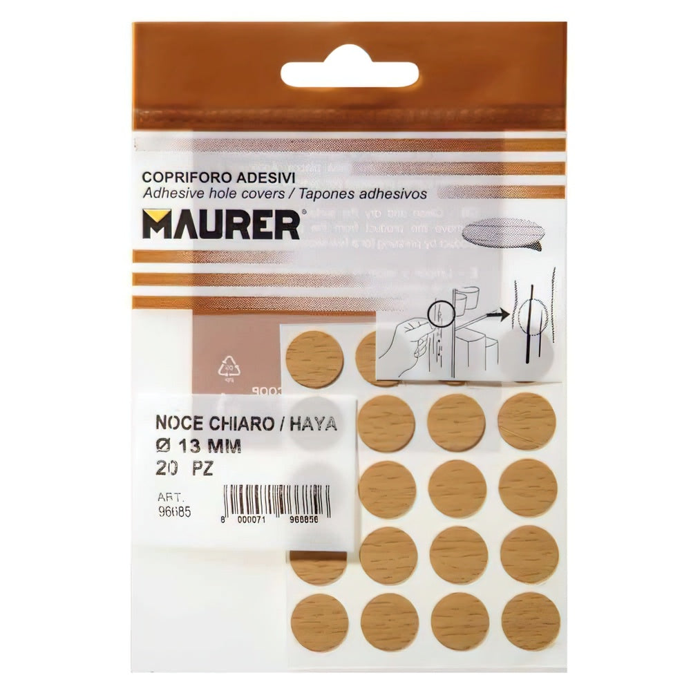 Self-adhesive beech screw covers (blister pack of 20)