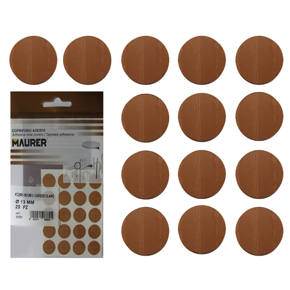 Light cherry adhesive screw covers (blister pack of 20)