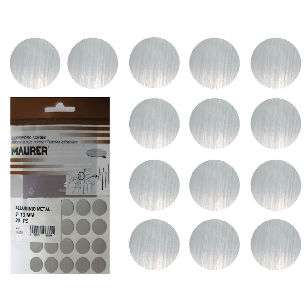 Self-adhesive screw covers, metallic grey. (blister pack of 20 units)