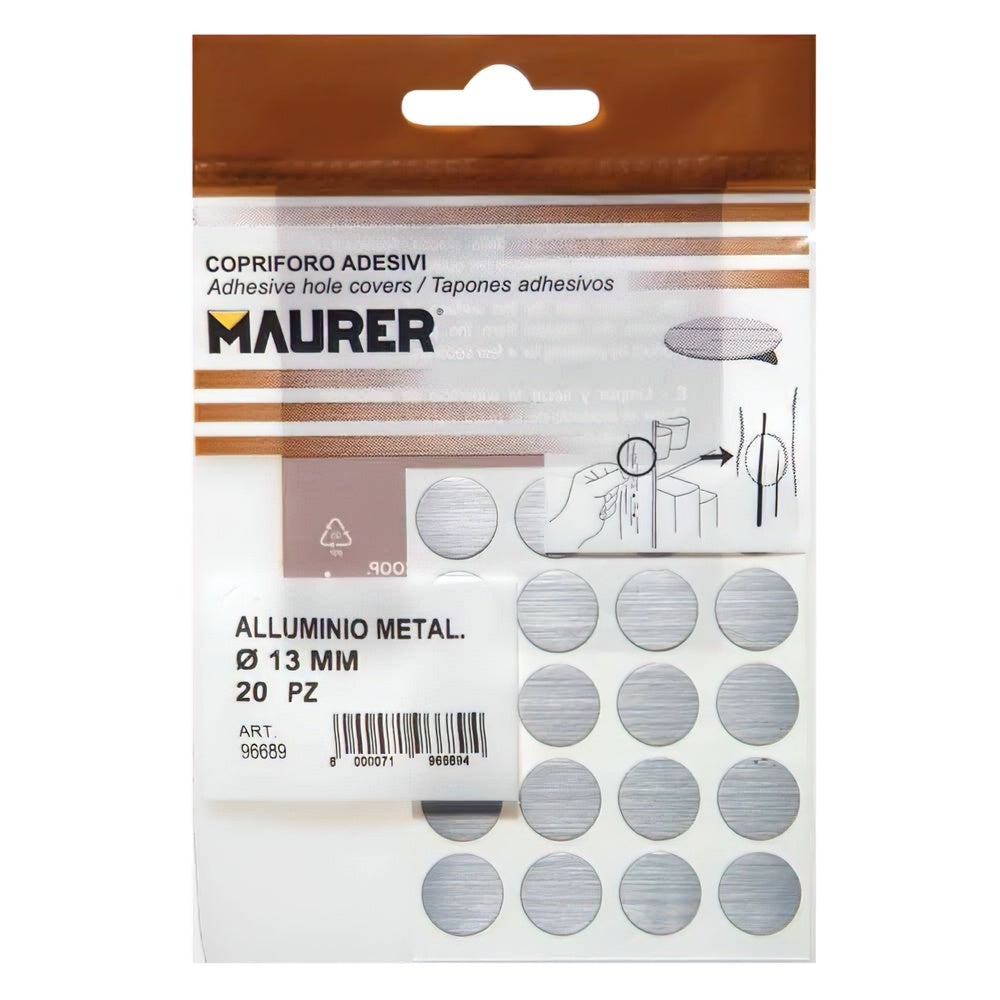 Self-adhesive screw covers, metallic grey. (blister pack of 20 units)