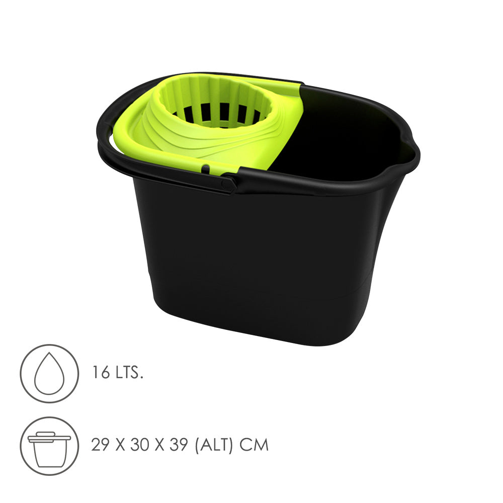 Mop bucket with rectangular wringer 16 liters