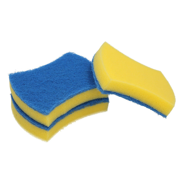 Estropajo azul no raya con esponja. pack 3 unidades