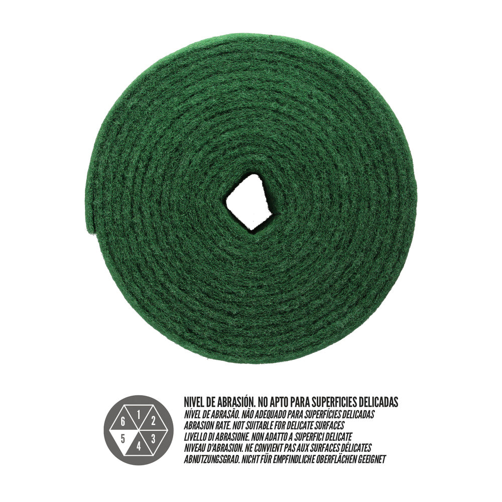 Professional green scourer pad. Roll 14 cm x 6 m
