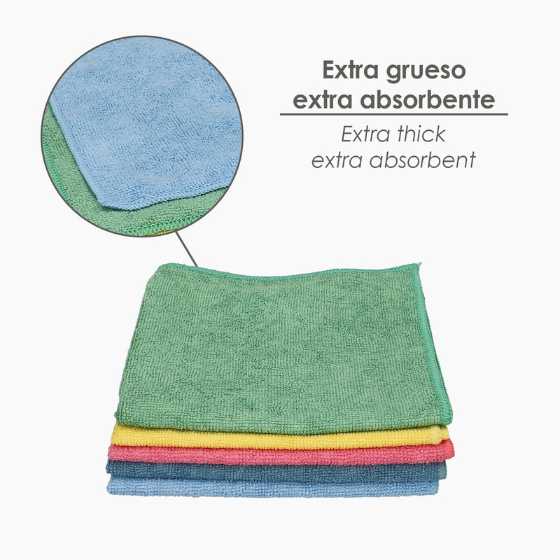 Paño microfibra 35 x 40 cm / 250 gramos (pack 5 piezas)