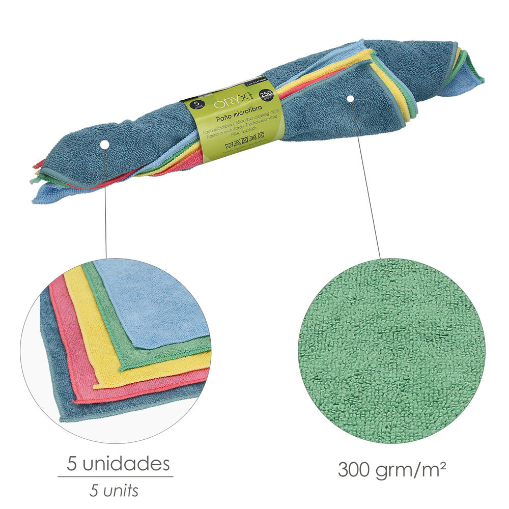 Microfiber cloth 35 x 40 cm / 300 grams (5-piece pack)