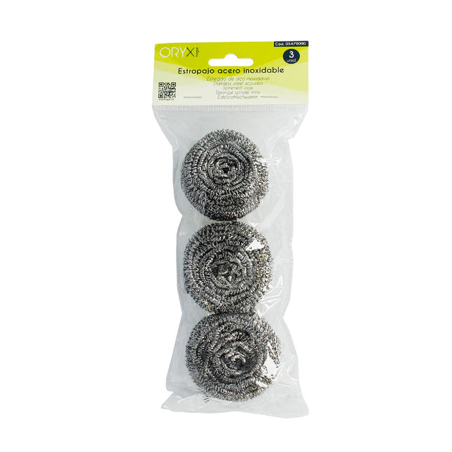 Estropajo acero inoxidable  (pak 3 pz)