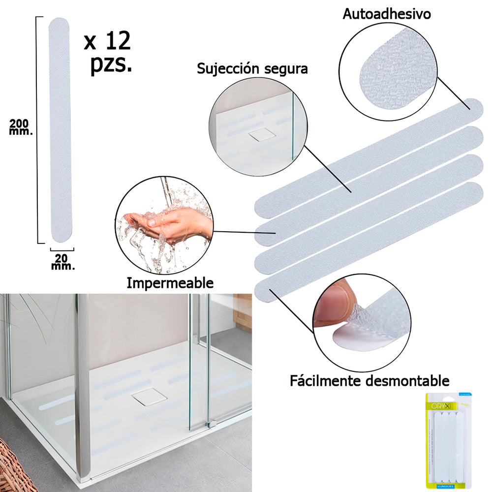 Non-slip adhesive strips for bathrooms / showers