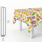 Fantasy fruit rectangular oilcloth. Waterproof, stain-resistant PVC 140 cm x 20 meters. Cuttable roll. Indoor and outdoor use.