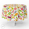 Mantel hule redondo frutas fantasia impermeable antimanchas pvc ø 140 cm uso interior y exterior