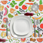 Round fantasy fruit PVC oilcloth tablecloth, waterproof, stain-resistant, Ø 140 cm, indoor and outdoor use