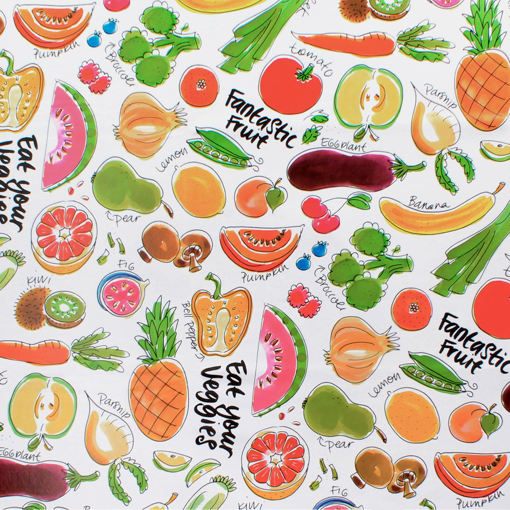 Fantasy fruit rectangular oilcloth tablecloth, waterproof, stain-resistant PVC, 140x250 cm, trimmable, for indoor and outdoor use