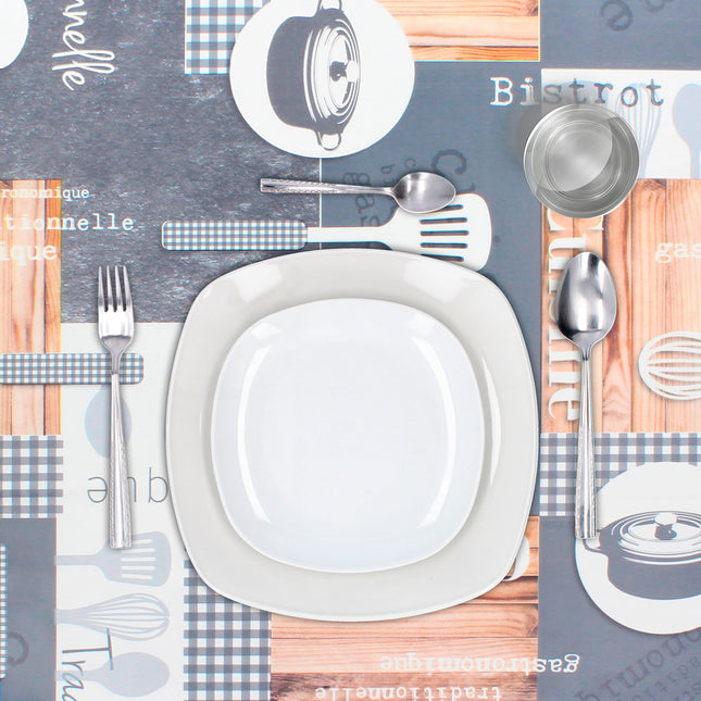 Mantel hule rectangular cuisin. impermeable antimanchas PVC 140 cm. x 20 metros. rollo recortable. interior y exterior