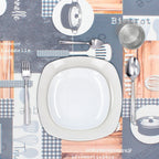 Rectangular oilcloth tablecloth, kitchen design. Waterproof, stain-resistant PVC, 140 cm x 20 meters. Cuttable roll. Indoor and outdoor use.