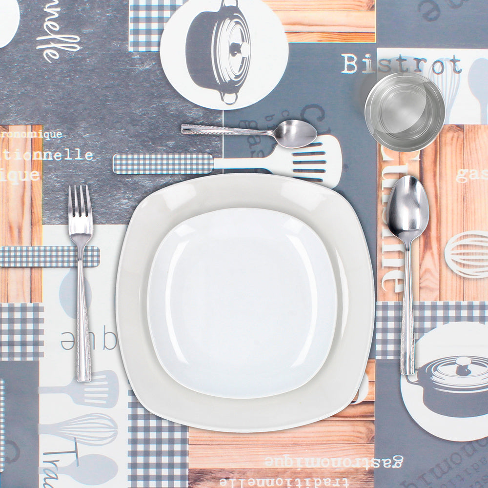 Rectangular oilcloth tablecloth, kitchen design. Waterproof, stain-resistant PVC, 140 cm x 20 meters. Cuttable roll. Indoor and outdoor use.