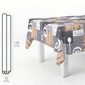 Rectangular oilcloth tablecloth, kitchen design. Waterproof, stain-resistant PVC, 140 cm x 20 meters. Cuttable roll. Indoor and outdoor use.