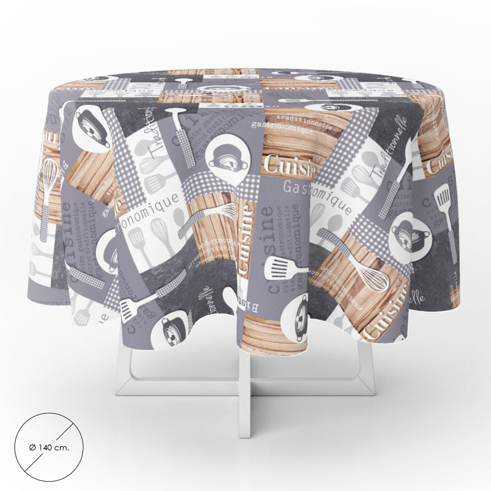 Round oilcloth tablecloth kitchen waterproof stain-resistant PVC ø 140 cm indoor and outdoor use
