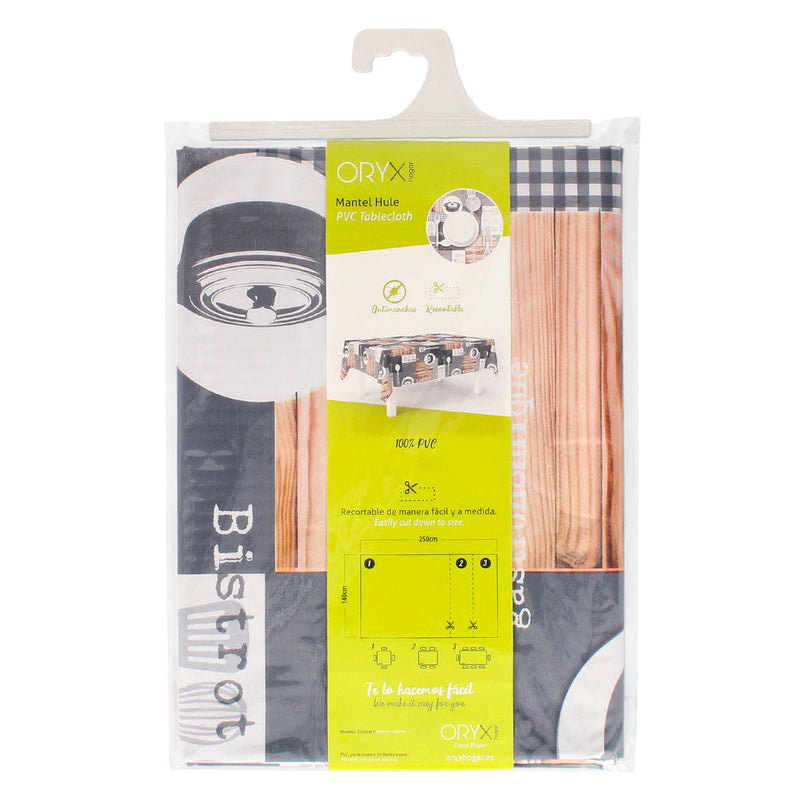 Mantel hule rectangular cuisin impermeable antimanchas PVC 140 x 250 cm.  recortable uso interior y exterior