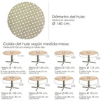 Round beige polka dot oilcloth tablecloth waterproof stain-resistant PVC ø140 cm indoor and outdoor use