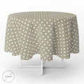 Round beige polka dot oilcloth tablecloth waterproof stain-resistant PVC ø140 cm indoor and outdoor use