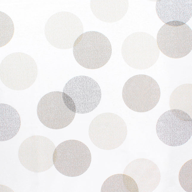 Mantel hule rectangular circulos beis. impermeable antimanchas PVC 140 cm. x 20 metros. rollo recortable. interior y exterior