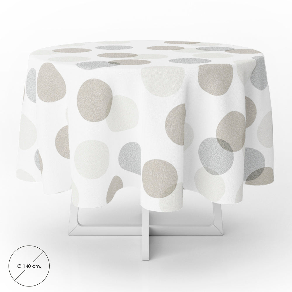 Round beige circle oilcloth tablecloth waterproof stain-resistant PVC ø 140 cm indoor and outdoor use