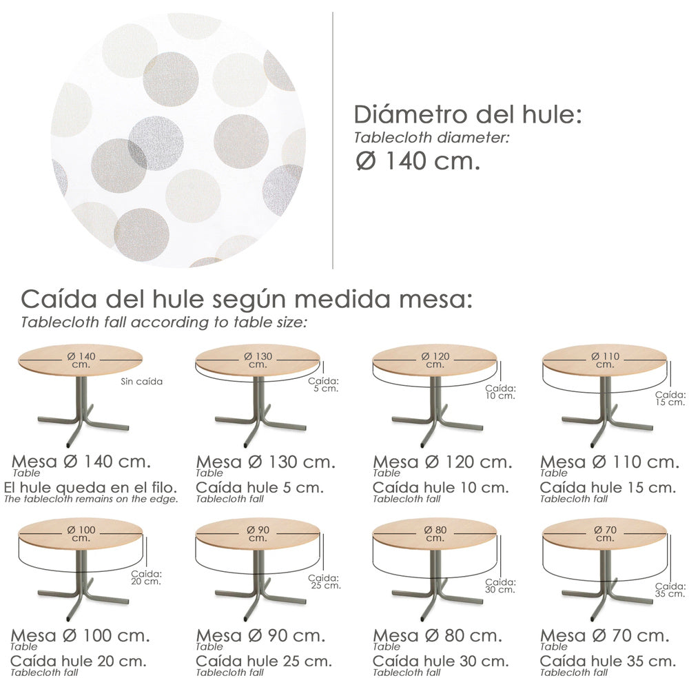 Round beige circle oilcloth tablecloth waterproof stain-resistant PVC ø 140 cm indoor and outdoor use