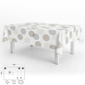 Mantel hule rectangular circulos beige impermeable antimanchas pvc 140x250 cm  recortable uso interior y exterior