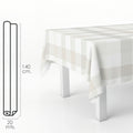 Beige checkered rectangular oilcloth tablecloth. Waterproof stain-resistant PVC 140 cm x 20 meters. Cuttable roll. Indoor and outdoor