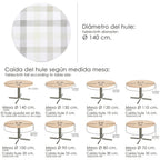 Round beige checkered PVC oilcloth tablecloth, waterproof and stain-resistant, Ø 140 cm, for indoor and outdoor use