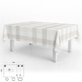 Rectangular PVC Oilcloth Tablecloth Beige Gingham Waterproof Stain-resistant 140x250 cm Trimmable for Indoor and Outdoor Use