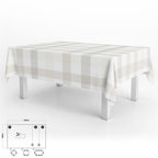 Rectangular PVC Oilcloth Tablecloth Beige Gingham Waterproof Stain-resistant 140x250 cm Trimmable for Indoor and Outdoor Use