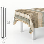 Rectangular oilcloth tablecloth, wood planks. Waterproof, stain-resistant PVC 140 cm x 20 meters. Cuttable roll. Indoor and outdoor use.