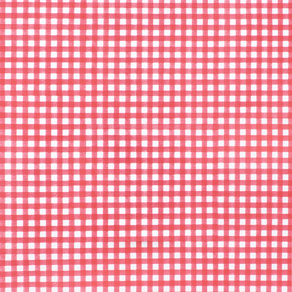 Round red checkered oilcloth tablecloth, waterproof, stain-resistant PVC, ø140 cm, for indoor and outdoor use
