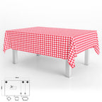 Rectangular Red Gingham Oilcloth Tablecloth - Waterproof, Stain-Resistant PVC, 140x250 cm, Cut-to-Size, Indoor/Outdoor Use