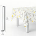 Rectangular oilcloth tablecloth with yellow flowers. Waterproof, stain-resistant PVC 140 cm x 20 meters. Cuttable roll. Indoor and outdoor use.