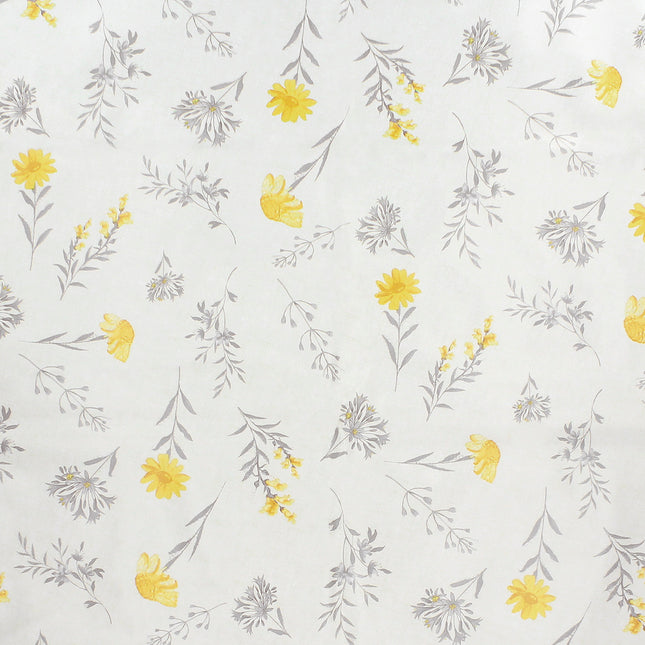 Mantel hule rectangular flores amarillas. impermeable antimanchas PVC 140 cm. x 20 metros. rollo recortable. interior y exterior