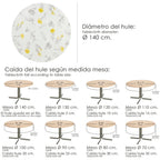 Round oilcloth tablecloth with yellow flowers, waterproof, stain-resistant PVC, ø140 cm, indoor and outdoor use