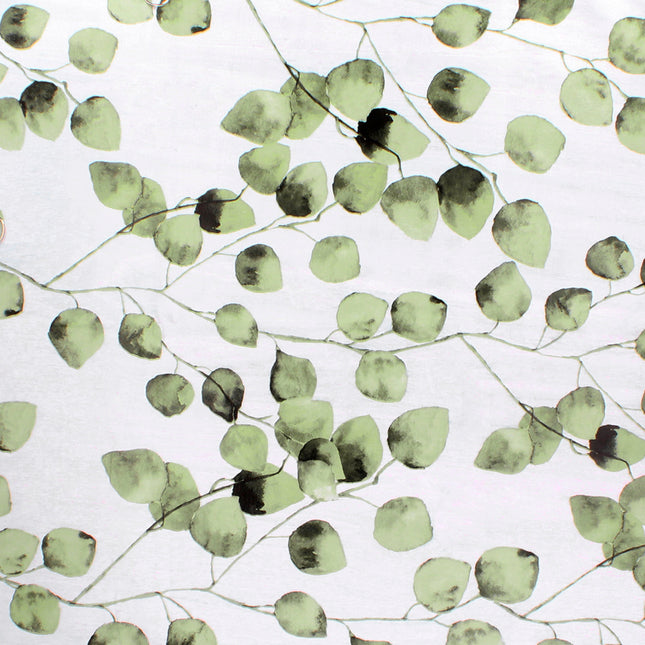 Mantel hule rectangular hojas verdes. impermeable antimanchas PVC 140 cm. x 20 metros. rollo recortable. interior y exterior